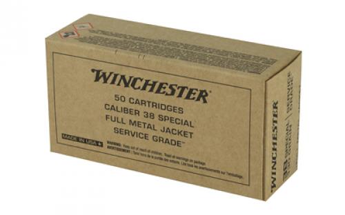 Winchester Ammunition Service Grade, 38 Special, 130 Grain, Full Metal Jacket, 50 Round Box SG38W