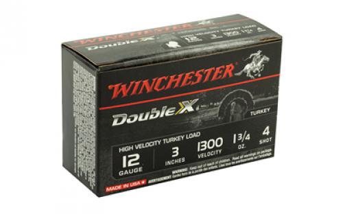 Winchester Ammunition Double X High Velocity, Turkey, 12 Gauge, 3", #4, 1.75oz, 10 Round Box STH1234Y