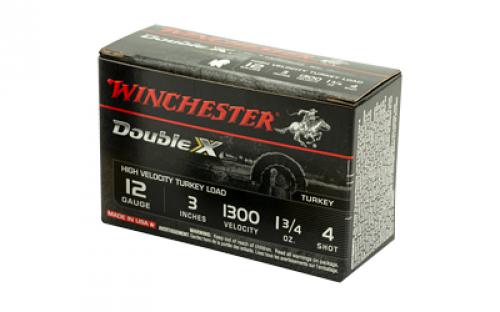 Winchester Ammunition Double X High Velocity, Turkey, 12 Gauge, 3", #4, 1.75oz, 10 Round Box STH1234Y