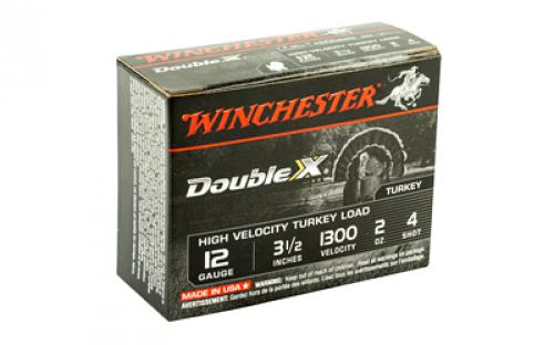 Winchester Ammunition Double X High Velocity, Turkey, 12 Gauge, 3.5", #4, 2oz, 10 Round Box STH12354