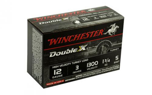 Winchester Ammunition Double X High Velocity, Turkey, 12 Gauge, 3", #5, 1.75oz, Shotshell, 10 Round Box STH1235