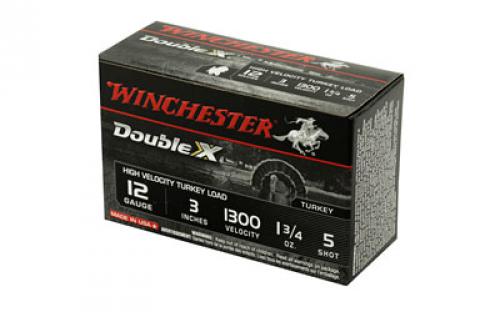 Winchester Ammunition Double X High Velocity, Turkey, 12 Gauge, 3", #5, 1.75oz, Shotshell, 10 Round Box STH1235