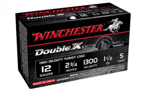 Winchester Ammunition Double X High Velocity, Turkey, 12 Gauge, 2.75, #5, 1.5 oz., Shotshell, 10 Round Box STH125