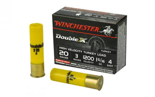 Winchester Ammunition Double X High Velocity, Turkey, 20 Gauge, 3, #4, 1 5/16oz, 10 Round Box STH2034