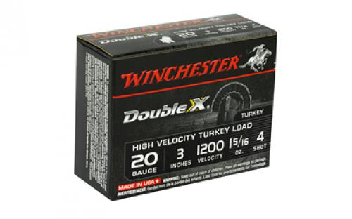 Winchester Ammunition Double X High Velocity, Turkey, 20 Gauge, 3", #4, 1 5/16oz, 10 Round Box STH2034