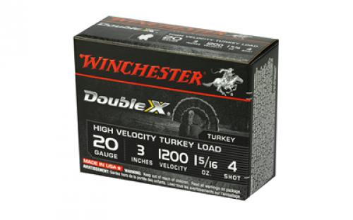 Winchester Ammunition Double X High Velocity, Turkey, 20 Gauge, 3", #4, 1 5/16oz, 10 Round Box STH2034