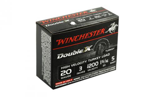 Winchester Ammunition Double X High Velocity, Turkey, 20 Gauge, 3", #5, 1-5/16 oz., Shotshell, 10 Round Box STH2035