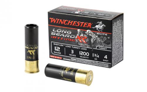 Winchester Ammunition Long Beard XR, 12 Gauge, 3 Chamber, #4, 1.75 oz, Shotshell Shot-Lok with Lead Shot, 10 Round Box STLB1234