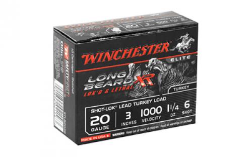 Winchester Ammunition Long Beard XR, 20 Gauge, 3", #6, 1 1/4 oz, Shotshell, Shot-Lok with Lead Shot, 10 Round Box STLB2036