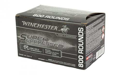 Winchester Ammunition Super Suppressed, Rimfire, 22 LR, 45Gr, Copper Plated Round Nose, 800 Round Box SUP22LRB