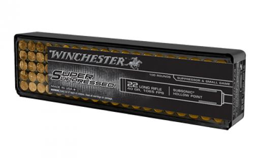 Winchester Ammunition SUPER SUPPRESSED, 22 LR, 40 Grain, Hollow Point, 100 Rounds Per Box SUP22LRHP