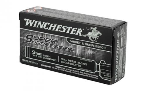 Winchester Ammunition Super Suppressed, 9MM, 147 Grain, Full Metal Jacket Encapsulated, 50 Round Box SUP9