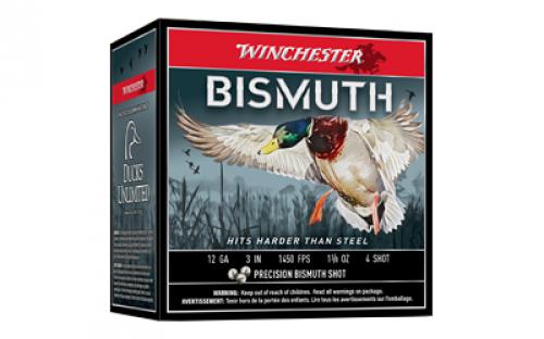 Winchester Ammunition Bismuth, 12 Gauge 3, #4, 1 3/8 oz, Shotshell, 25 Round Box SWB1234