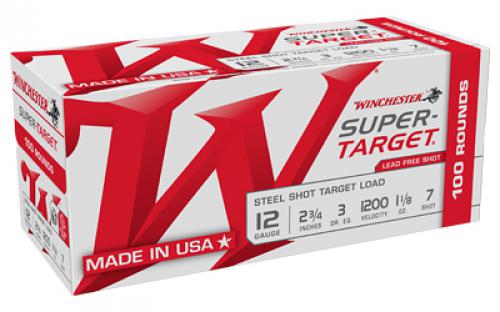 Winchester Ammunition Super-Target, 12 Gauge 2.75, #7, 3 Dr, 1 1/8 oz, Steel Shot, 100 Round Box TRGT12S7VP