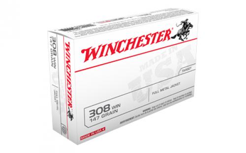 Winchester Ammunition USA WHITE BOX, 308 Winchester, 147 Grain, Full Metal Jacket, 20 Round Box USA3081