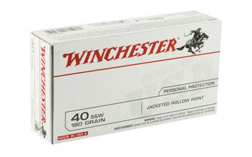 Winchester Ammunition USA, 40 S&W, 180 Grain, Jacketed Hollow Point, 50 Round Box USA40JHP