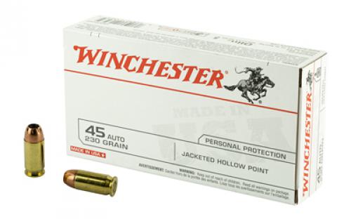 Winchester Ammunition USA, 45ACP, 230 Grain, Jacketed Hollow Point, 50 Round Box USA45JHP