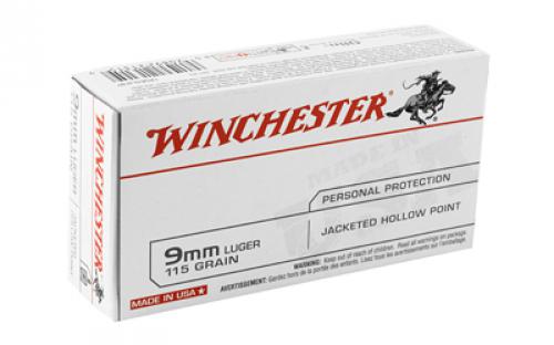 Winchester Ammunition USA, 9MM, 115 Grain, Jacketed Hollow Point, 50 Round Box USA9JHP