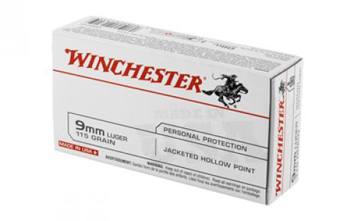 Winchester Ammunition USA, 9MM, 115 Grain, Jacketed Hollow Point, 50 Round Box USA9JHP