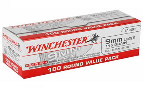 Winchester Ammunition USA, 9MM, 115 Grain, Full Metal Jacket, 100 Round Box USA9MMVPY