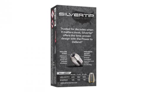 Winchester Ammunition SILVERTIP, 32 Auto, 60 Grain, Jacketed Hollow Point, 50 Round Box W32AST