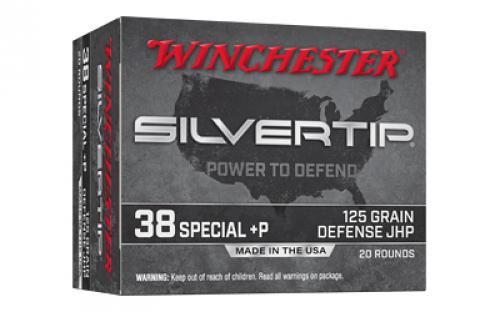 Winchester Ammunition SILVERTIP, 38 Special +P, 125 Grain, Jacketed Hollow Point, 20 Round Box W38PST