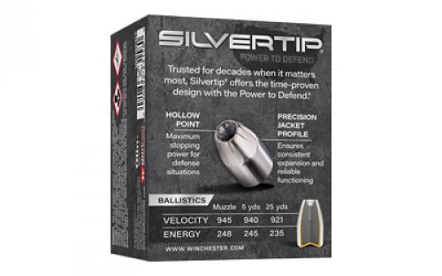 Winchester Ammunition SILVERTIP, 38 Special +P, 125 Grain, Jacketed Hollow Point, 20 Round Box W38PST