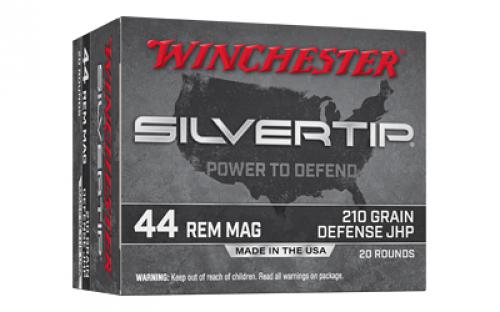 Winchester Ammunition SILVERTIP, 44 Magnum, 210 Grain, Jacketed Hollow Point, 20 Round Box W44MST