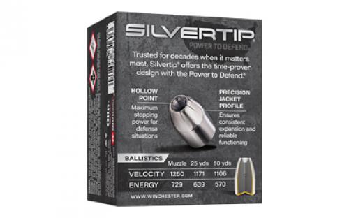 Winchester Ammunition SILVERTIP, 44 Magnum, 210 Grain, Jacketed Hollow Point, 20 Round Box W44MST