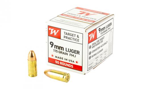 Winchester Ammunition USA WHITE BOX, 9mm, 115 Grain, Full Metal Jacket, 50 Rounds Box W9MM50