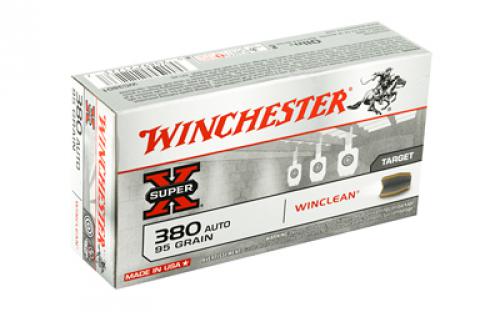 Winchester Ammunition Super X Winclean, 380ACP, 95 Grain, Brass Enclosed Base Clean, 50 Round Box WC3801