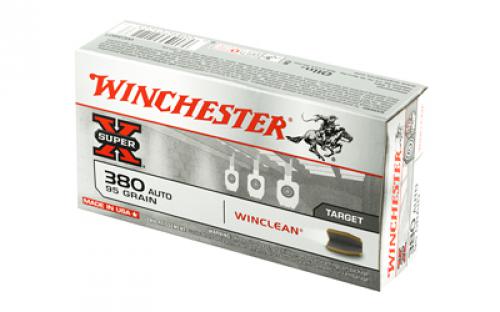 Winchester Ammunition Super X Winclean, 380ACP, 95 Grain, Brass Enclosed Base Clean, 50 Round Box WC3801