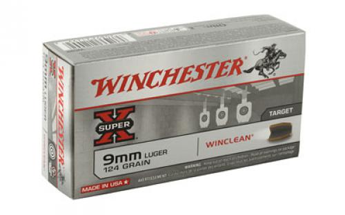 Winchester Ammunition Super X Winclean, 9MM, 124 Grain, Brass Enclosed Base Clean, 50 Round Box WC92