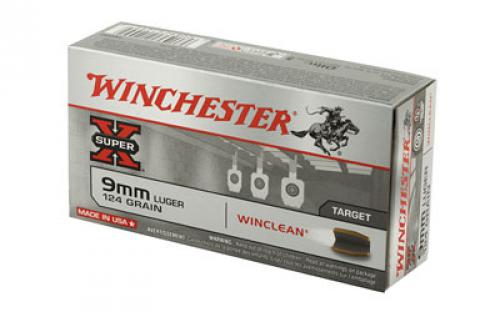 Winchester Ammunition Super X Winclean, 9MM, 124 Grain, Brass Enclosed Base Clean, 50 Round Box WC92