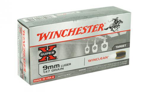 Winchester Ammunition Super X Winclean, 9MM, 147 Grain, Brass Enclosed Base Clean, 50 Round Box WC93