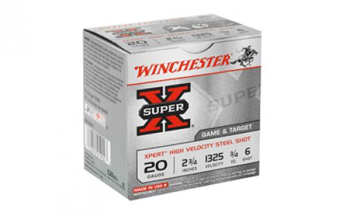 Winchester Ammunition Xpert, 20 Gauge, 2.75", #6, 3/4 oz., Steel Shot, Lead Free, 25 Round Box, California Certified Nonlead Ammunition WE20GT6