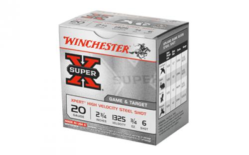 Winchester Ammunition Xpert, 20 Gauge, 2.75", #6, 3/4 oz., Steel Shot, Lead Free, 25 Round Box, California Certified Nonlead Ammunition WE20GT6