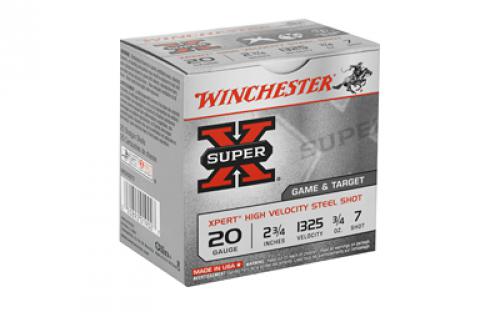 Winchester Ammunition Xpert, 20 Gauge, 2.75", #7, 3/4 oz., Steel Shot, Lead Free, 25 Round Box, California Certified Nonlead Ammunition WE20GT7