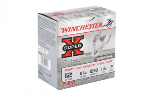 Winchester Ammunition Xpert HI-Velocity, Steel, 12 Gauge, 2.75", #2, 1.06 oz., Steel Shot, Lead Free, 25 Round Box WEX122