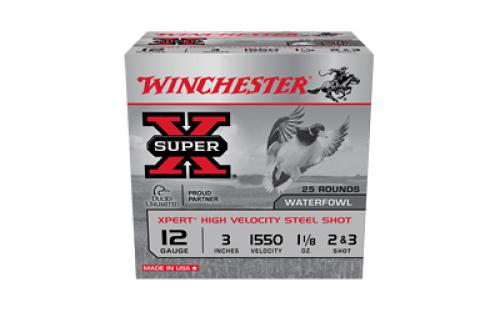 Winchester Ammunition Super-X XPERT HV, 12 Gauge 3, #2 Shot, 1 1/8 oz, Steel Shot, 25 Round Box WEX12323