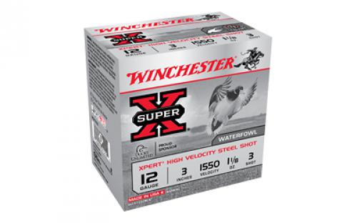 Winchester Ammunition XPERT STEEL, HIGH VELOCITY, 12 Gauge 3, #3, 1 1/8 oz, Steel Shot, 25 Round Box WEX1233