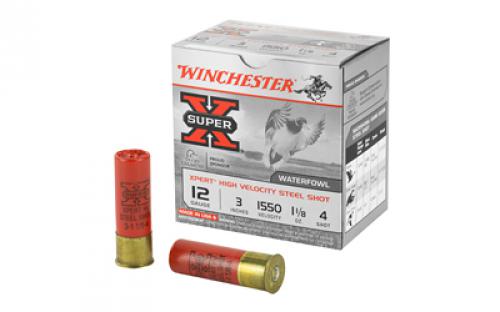 Winchester Ammunition Xpert HI-Velocity Steel, 12 Gauge, 3, #4, 1 1/8 oz., 25 Round Box WEX1234