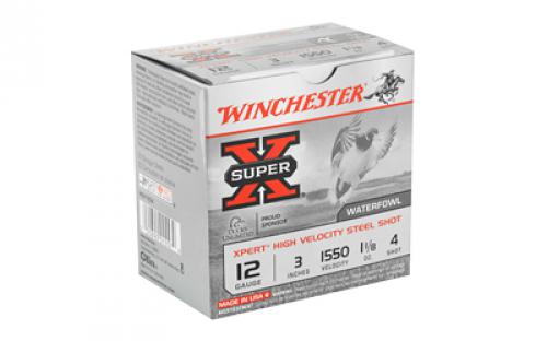 Winchester Ammunition Xpert HI-Velocity Steel, 12 Gauge, 3", #4, 1 1/8 oz., 25 Round Box WEX1234