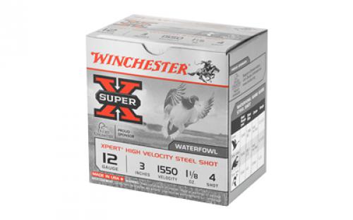 Winchester Ammunition Xpert HI-Velocity Steel, 12 Gauge, 3", #4, 1 1/8 oz., 25 Round Box WEX1234