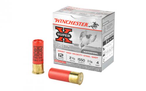 Winchester Ammunition Xpert HI-Velocity, Steel, 12 Gauge, 2.75, #4, 1.06 oz., Steel Shot, Lead Free, 25 Round Box WEX124