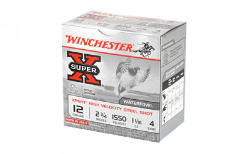 Winchester Ammunition Xpert HI-Velocity, Steel, 12 Gauge, 2.75", #4, 1.06 oz., Steel Shot, Lead Free, 25 Round Box WEX124