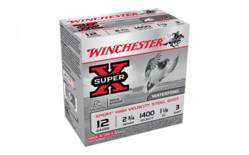 Winchester Ammunition XPERT STEEL, 12 Gauge 2.75, 1 1/8 oz, #3, Steel Shot, 25 Round Box WEX12H3