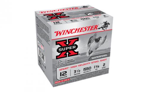 Winchester Ammunition XPERT HV STEEL WTFWL, 12 Gauge 3.5, 1 3/8 oz, #2, Steel Shot, 25 Round Box WEX12L2