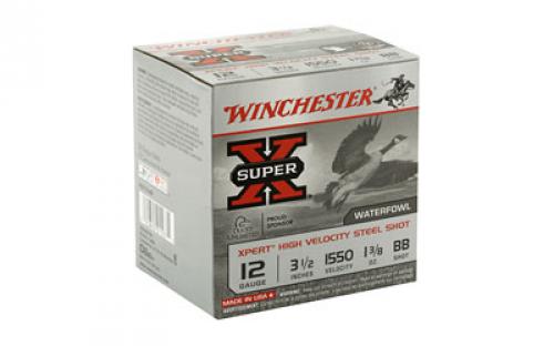 Winchester Ammunition Xpert HI-Velocity Steel, 12 Gauge, 3.5", #BB, 1 3/8 oz, Steel Shot, Lead Free, 25 Round Box WEX12LBB