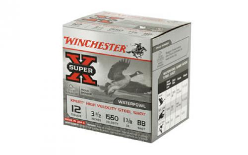 Winchester Ammunition Xpert HI-Velocity Steel, 12 Gauge, 3.5", #BB, 1 3/8 oz, Steel Shot, Lead Free, 25 Round Box WEX12LBB